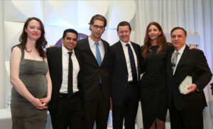 Representante de Latin Finance, Carlos Fernando Cáceres de Banco Ficohsa, Daniel Simon de JP Morgan, Marc Ricart de CIFI, representante de Latin Finance y Armin Garcia de Grodco Colombia.