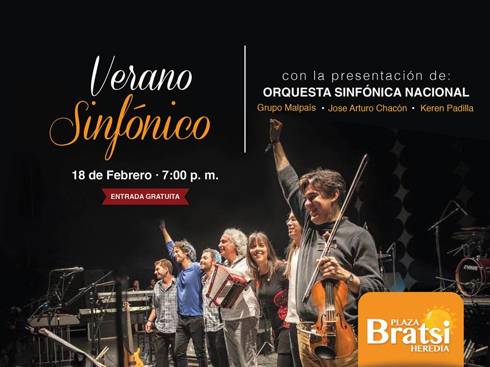Orquesta Sinfónica Nacional y Malpaís tocarán gratis en Plaza Bratsi, Heredia
