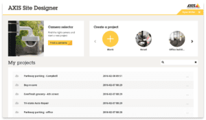 AXIS Site Designer funciona en línea o sin conexión, recomendando cámaras y soluciones de grabación para sistemas de pequeño a mediano tamaño.
