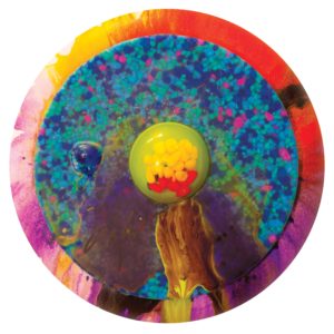 Santos Arzú, Eclipse II, técnica mixta en canvas, 12 pulgadas.