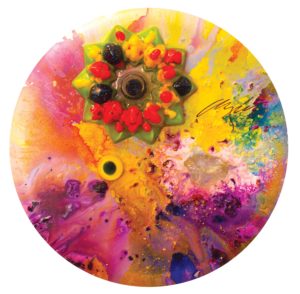 Santos Arzú, Eclipse V, técnica mixta en canvas, 16 pulgadas.