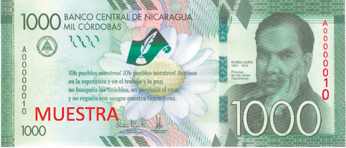 Billete de 1000 córdobas empezará a circular en Nicaragua