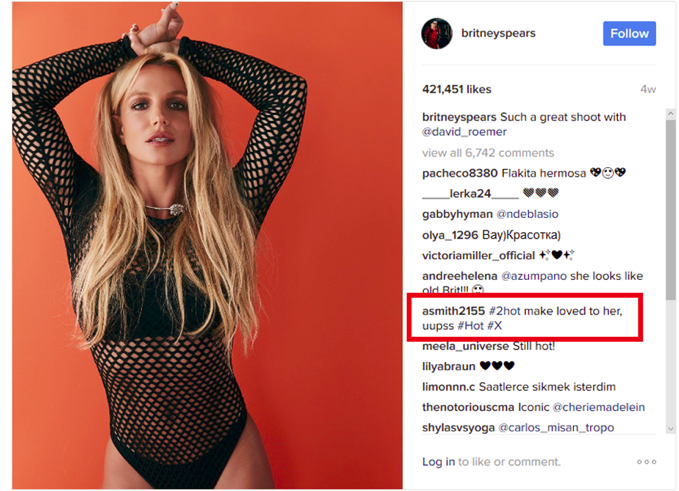 Cibercriminales difunden mensajes maliciosos en el perfil de Instagram de Britney Spears