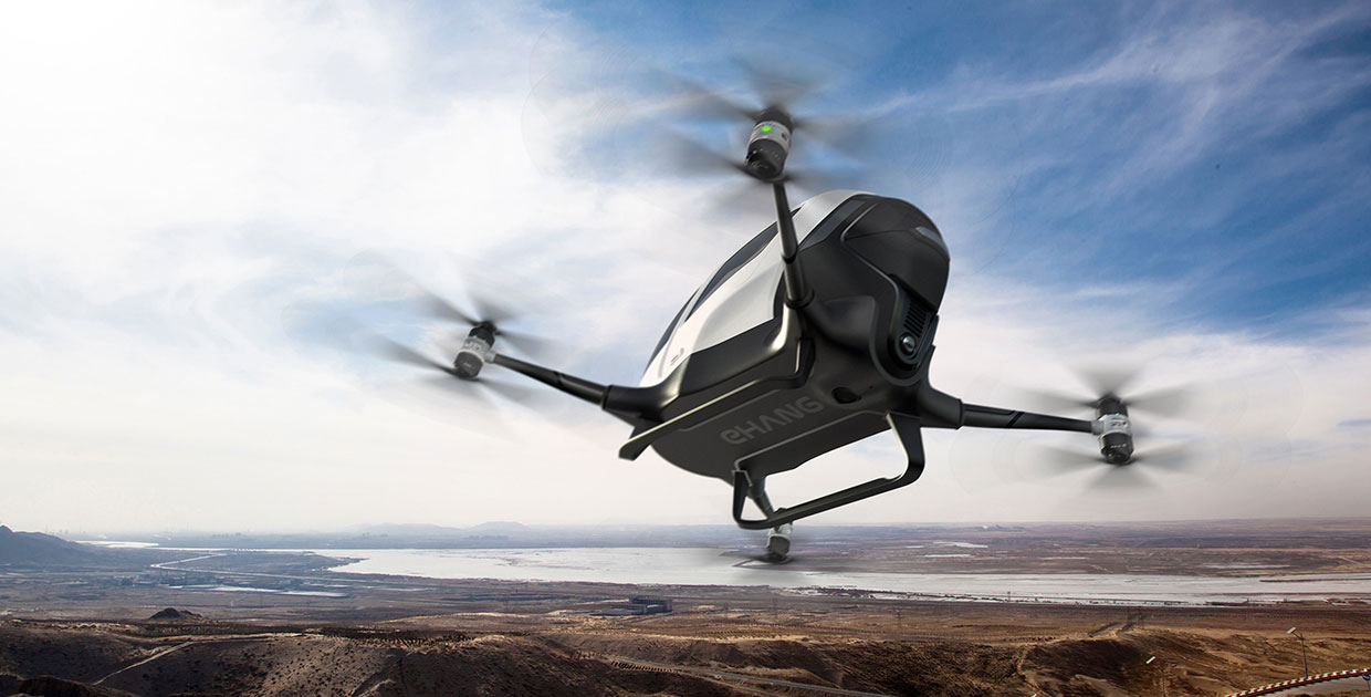 El dron biplaza EHang 216 hizo su primera aparición en público