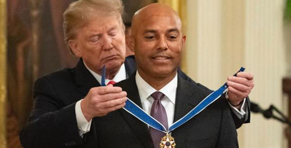 Mariano Rivera recibe máxima condecoración de los Estados Unidos, la medalla de la Libertad por parte del Presidente Donald J. Trump