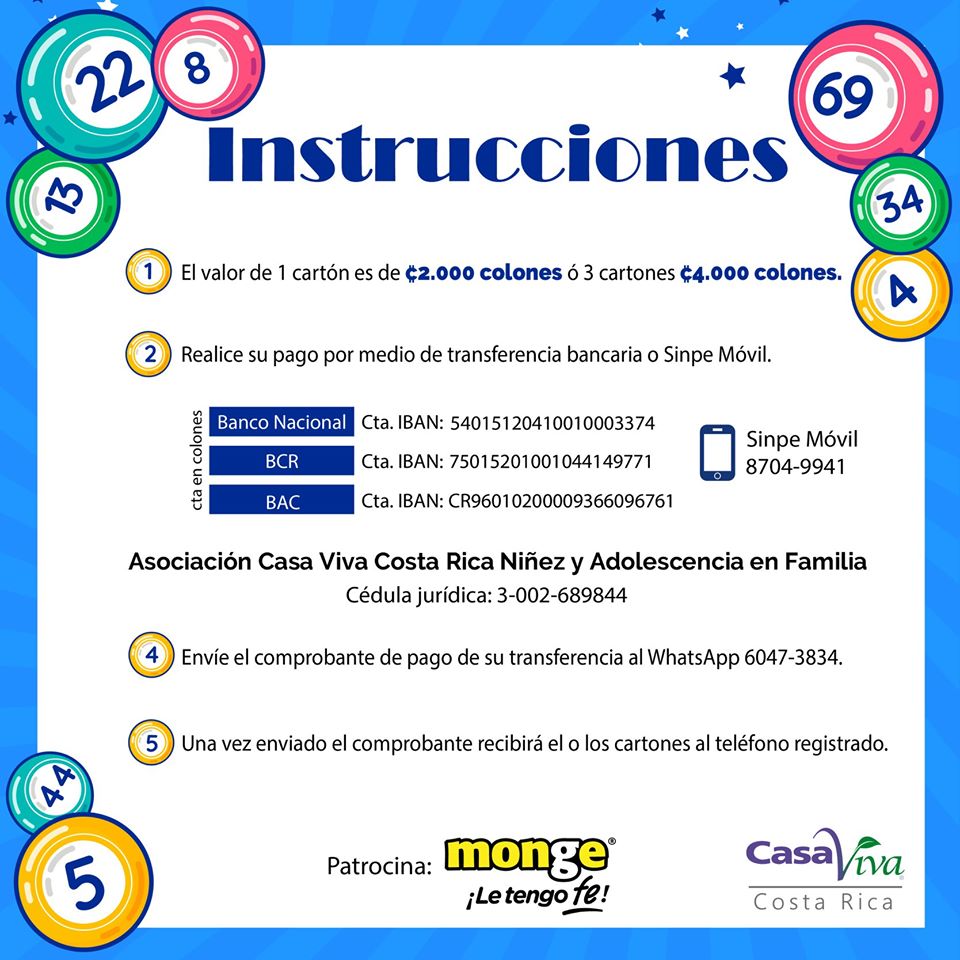 Primer Bingo Virtual para ayudar a niños costarricense en acogimiento