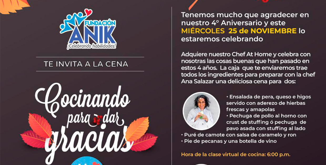 Cocine su cena de Thanksgiving por Zoom y ayude a 45 familias costarricenses
