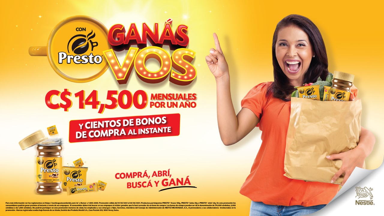 Regresa la Mega Promo “Con Presto Ganas Vos” con más de 400 premios para Nicaragua