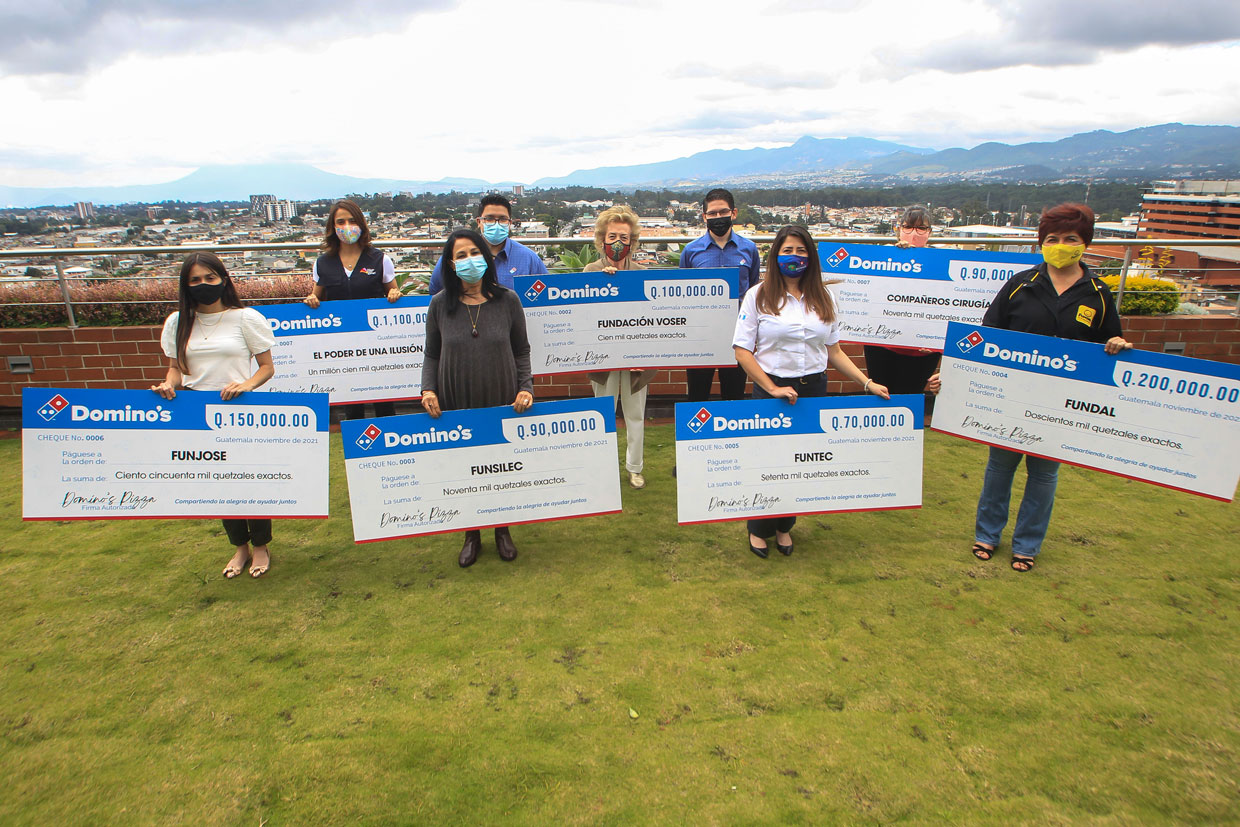 Domino’s Guatemala entrega donativo de Q2 millones a  varias fundaciones del país