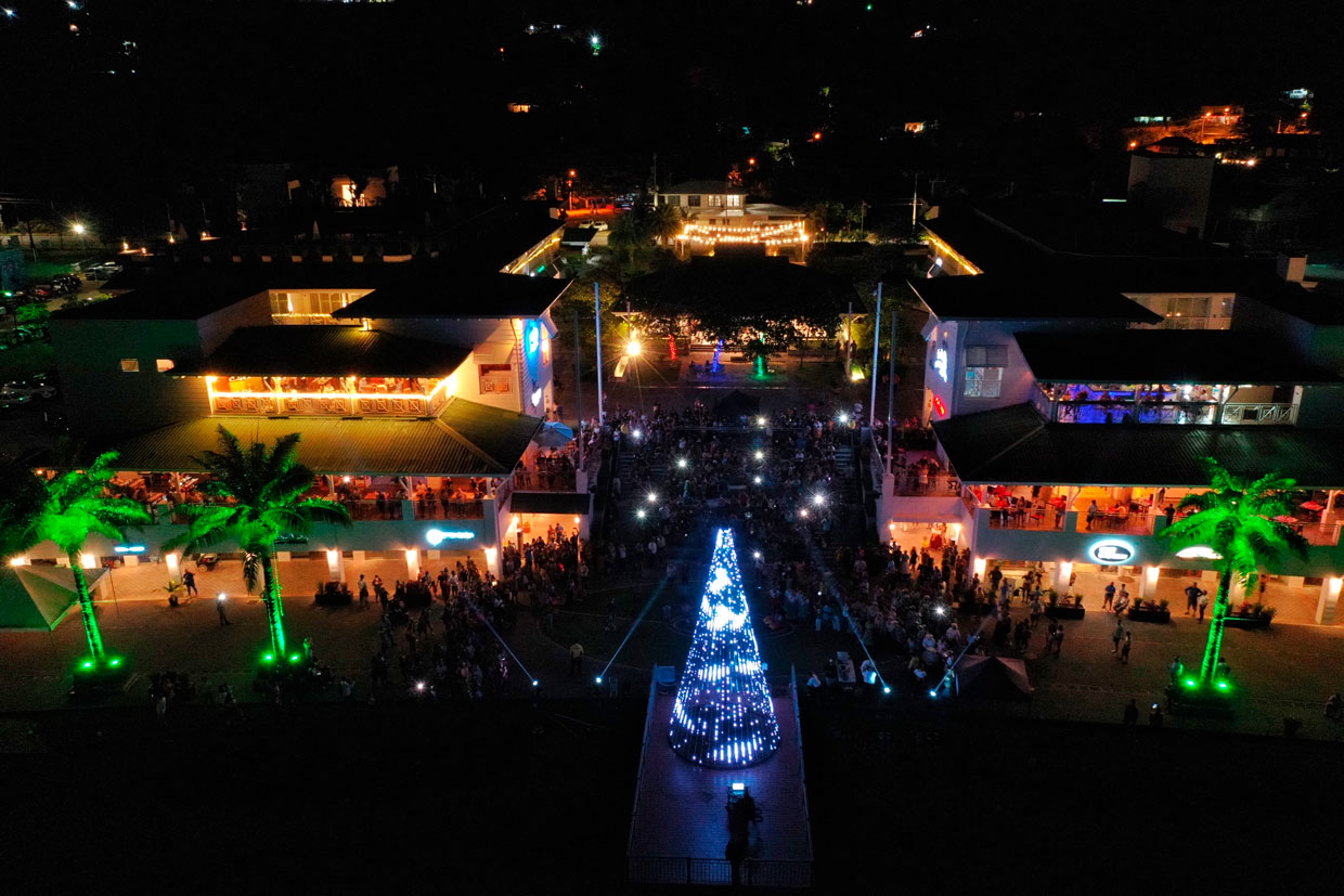 Marina Pez Vela inaugura la Navidad con su show “Iluminous”, un árbol de luces led que proyecto distintas figuras, colores y fondos