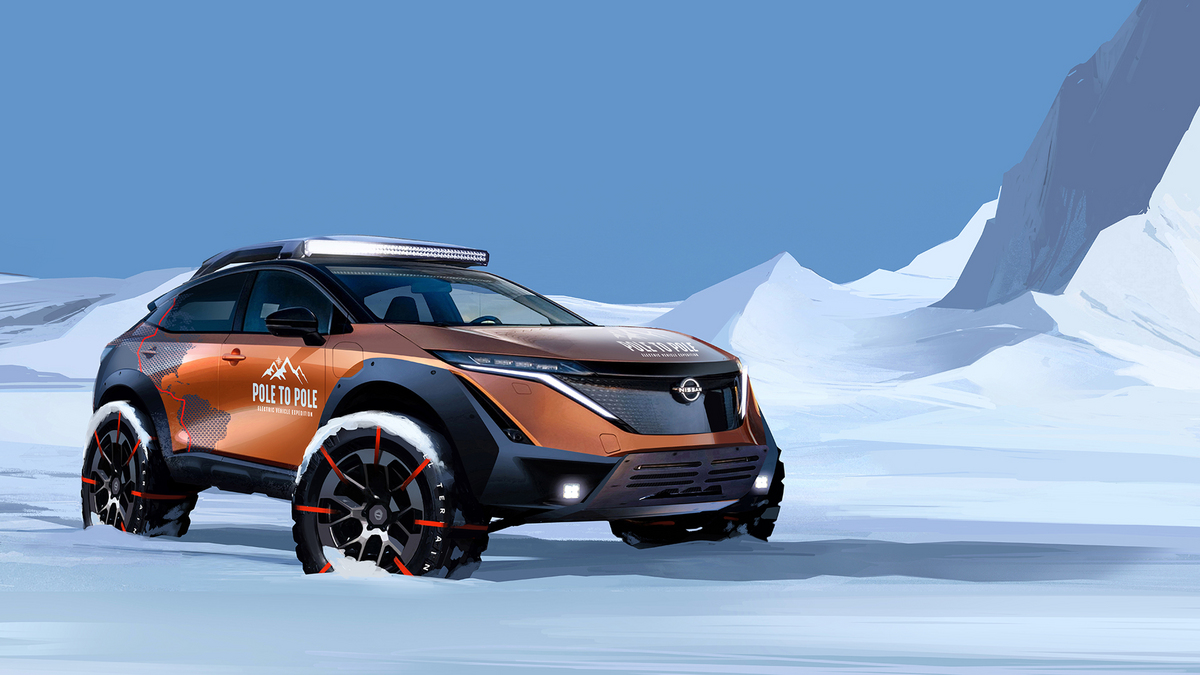 El totalmente eléctrico Nissan Ariya se embarcará en la primera expedición mundial del Polo Norte al Polo Sur