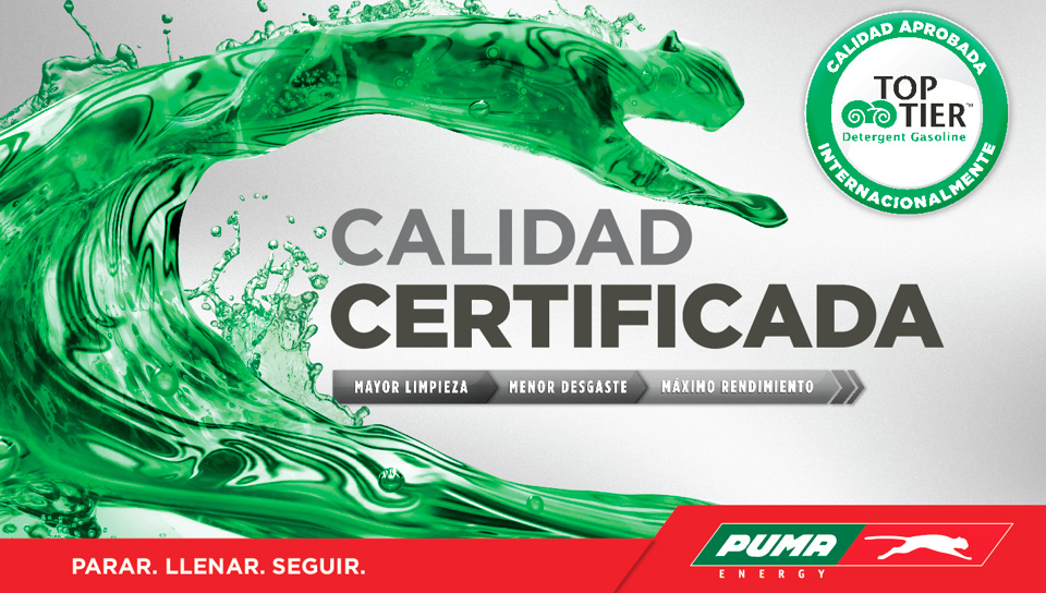“TOP TIER™ Certificación que confirma la calidad de los combustibles Puma Energy”