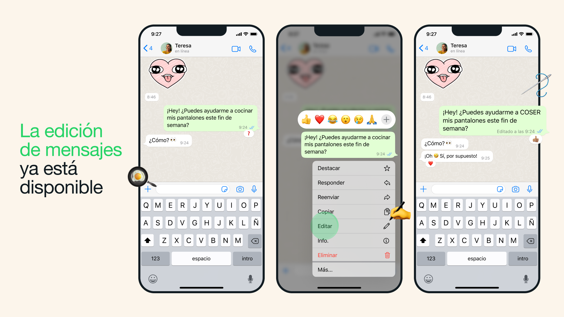 Ahora puede editar los mensajes enviados por WhatsApp