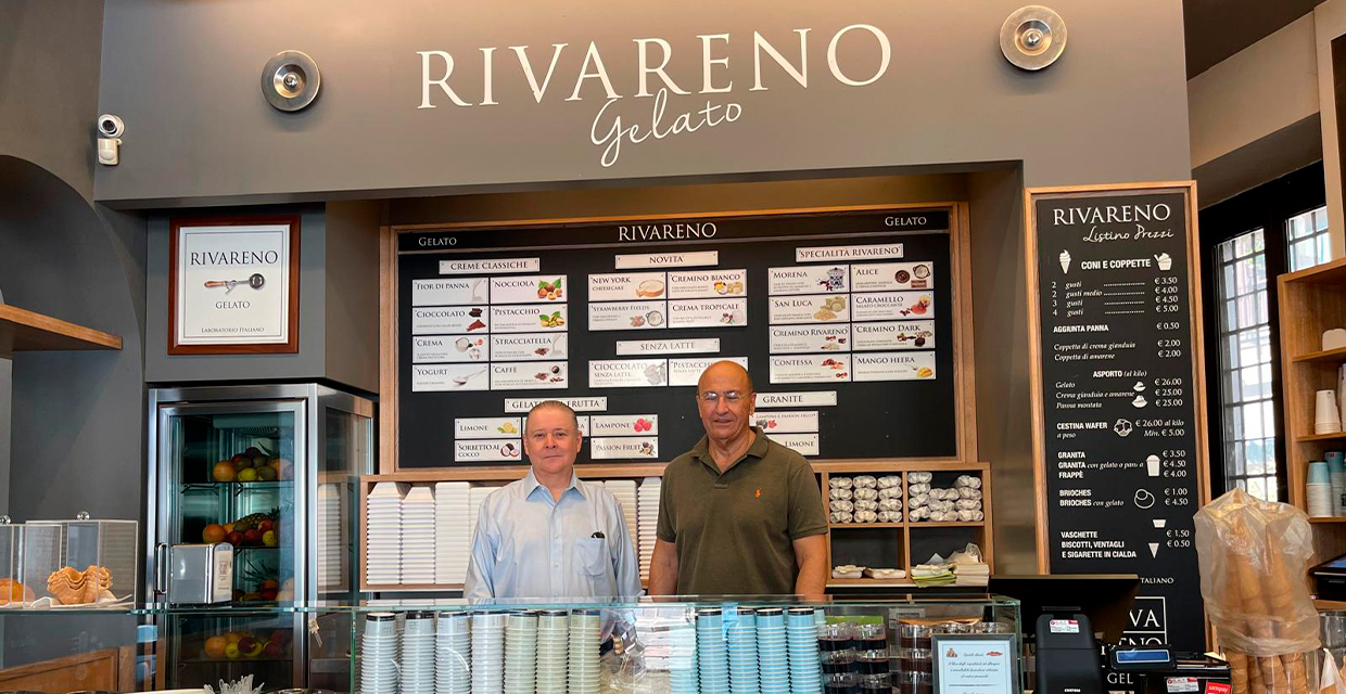 Nuestro Chairman Roberto J. Argüello recibido en Milán por Nicola Greco, presidente de la mundialmente conocida cadena de gelato RivaReno