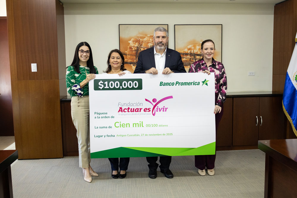 Banco Promerica El Salvador entrega donativo de US$100.000 a Fundactuar para seguir salvando vidas