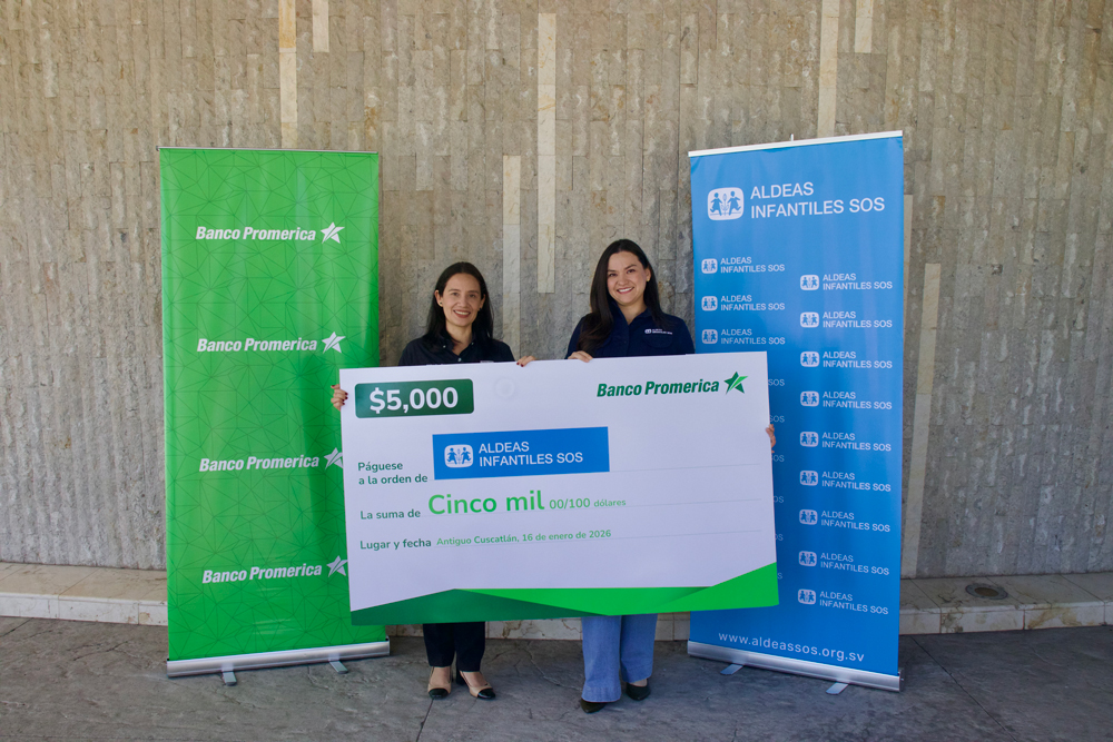 Banco Promerica reafirma su compromiso con la niñez salvadoreña con donativo de US$5.000 a Aldeas Infantiles SOS