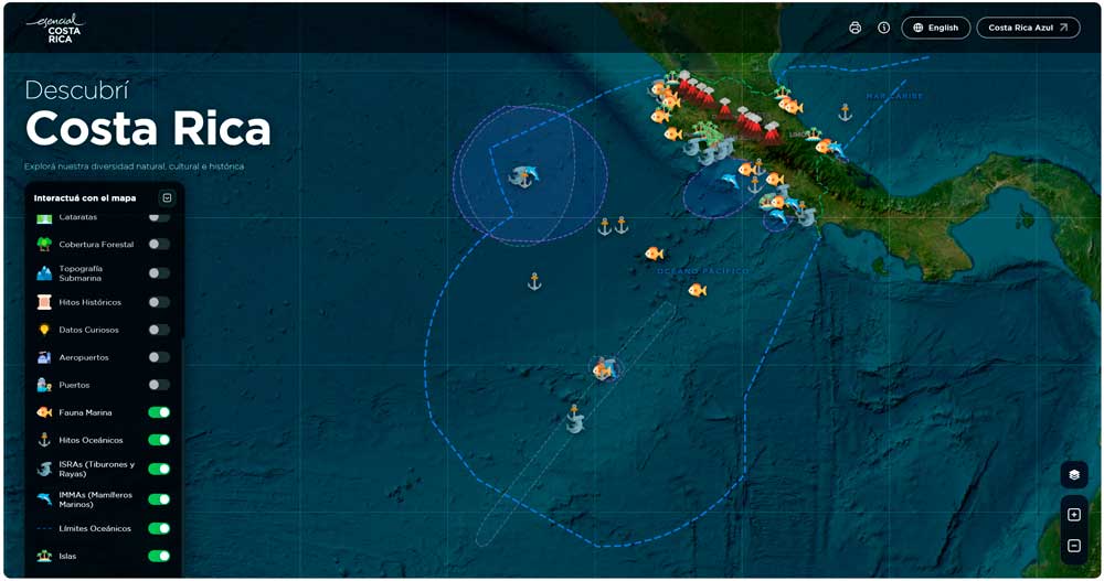 Nuevo mapa interactivo de Costa Rica permite explorar su riqueza cultural, natural y oceánica