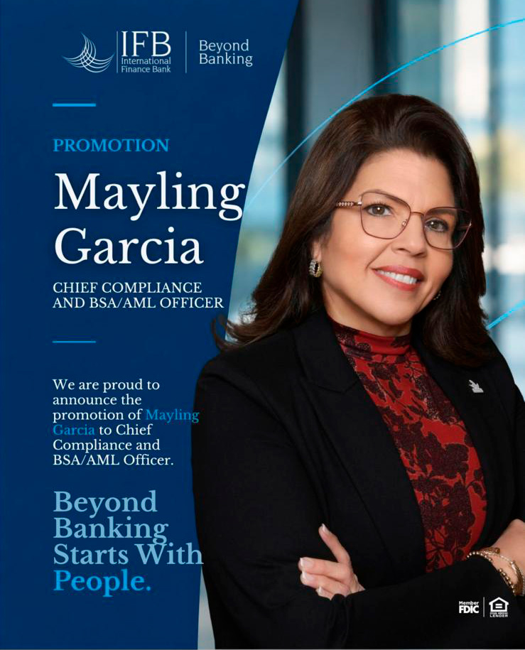 Vida y Éxito felicita a Mayling García por su promoción en International Finance Bank
